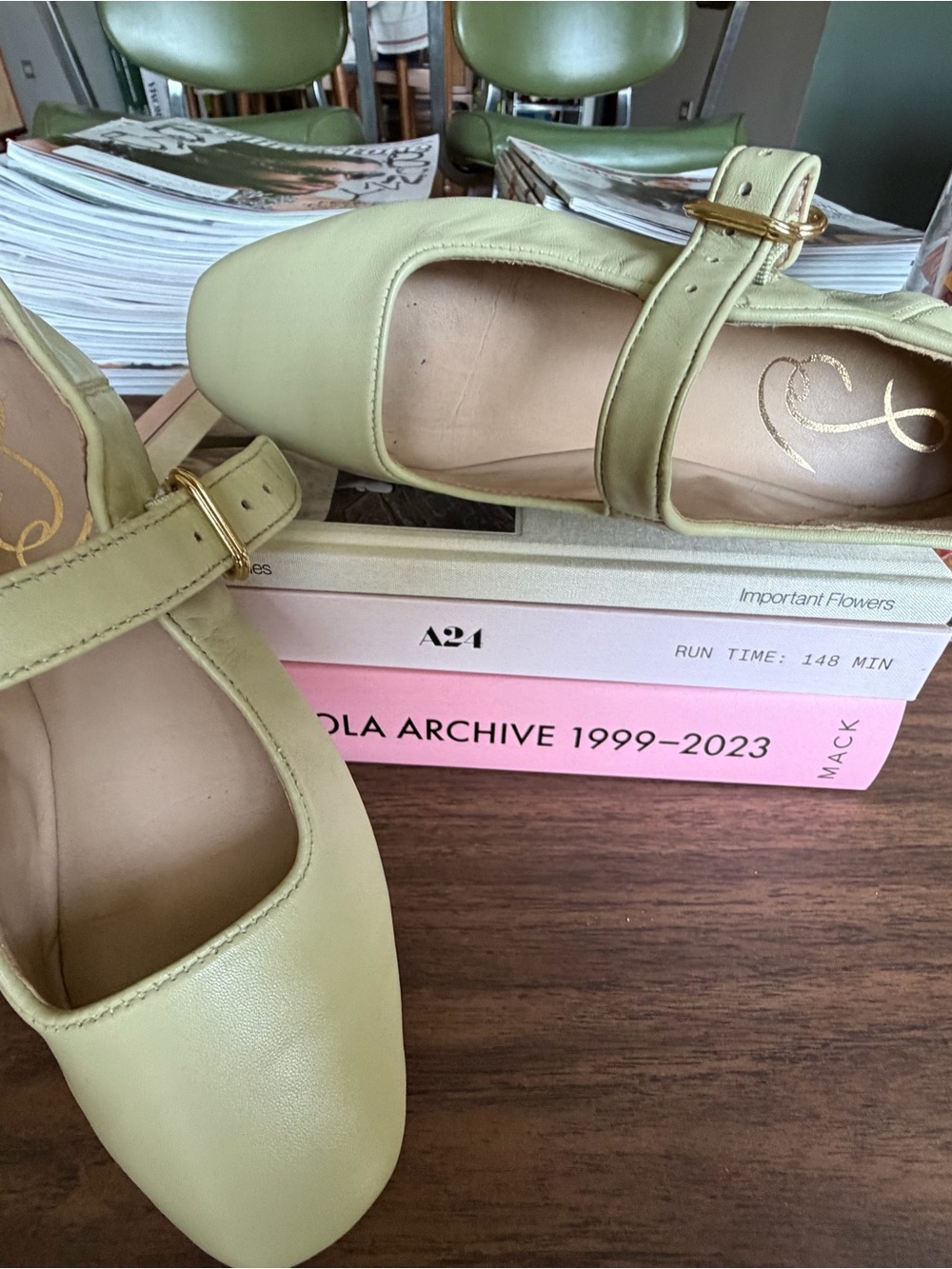 Women’s Sam Edelman Mary Jane Flats in Pale Mint Green with Buckle - Picture 3 of 3